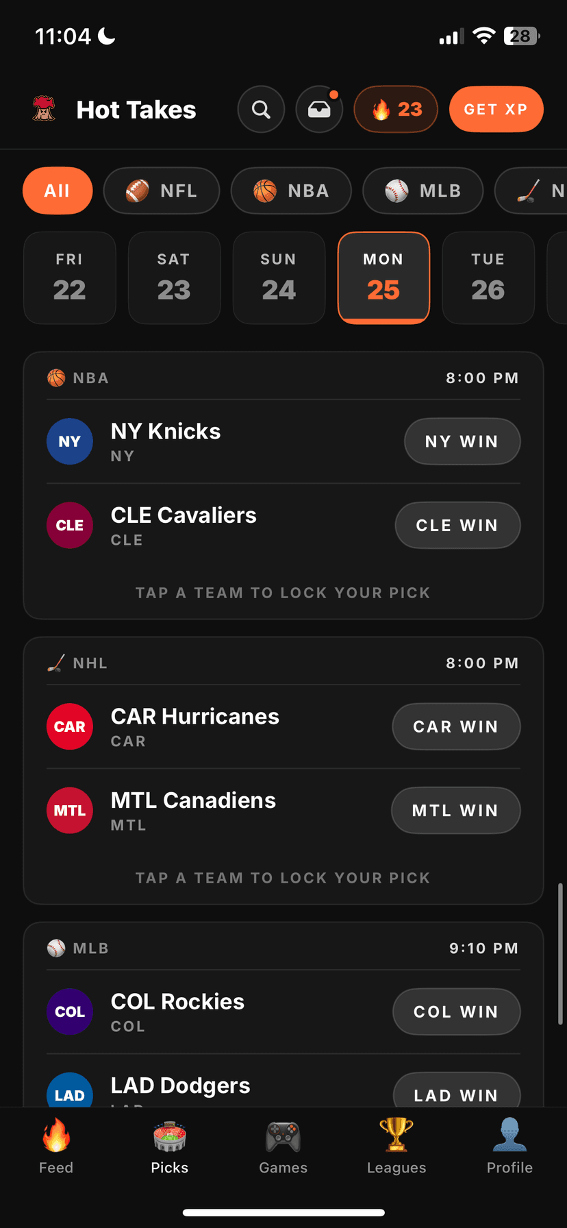 Hot Takes App Screenshot